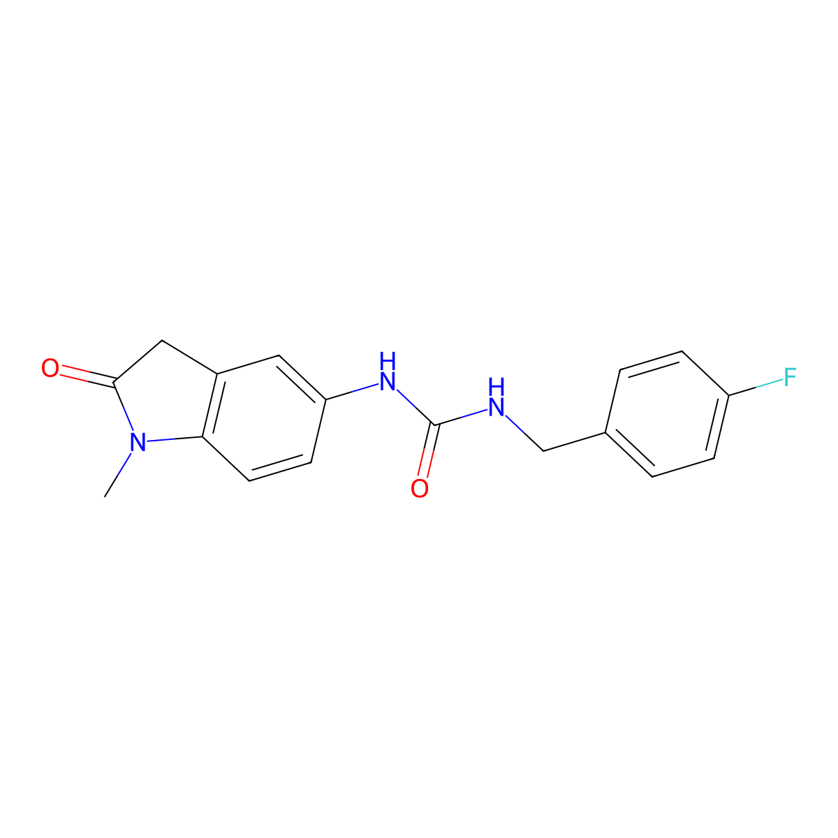 1-(4-Fluorobenzyl)-3-(1-methyl-2-oxoindolin-5-yl)urea molecular structure, CAS 1169991-59-6