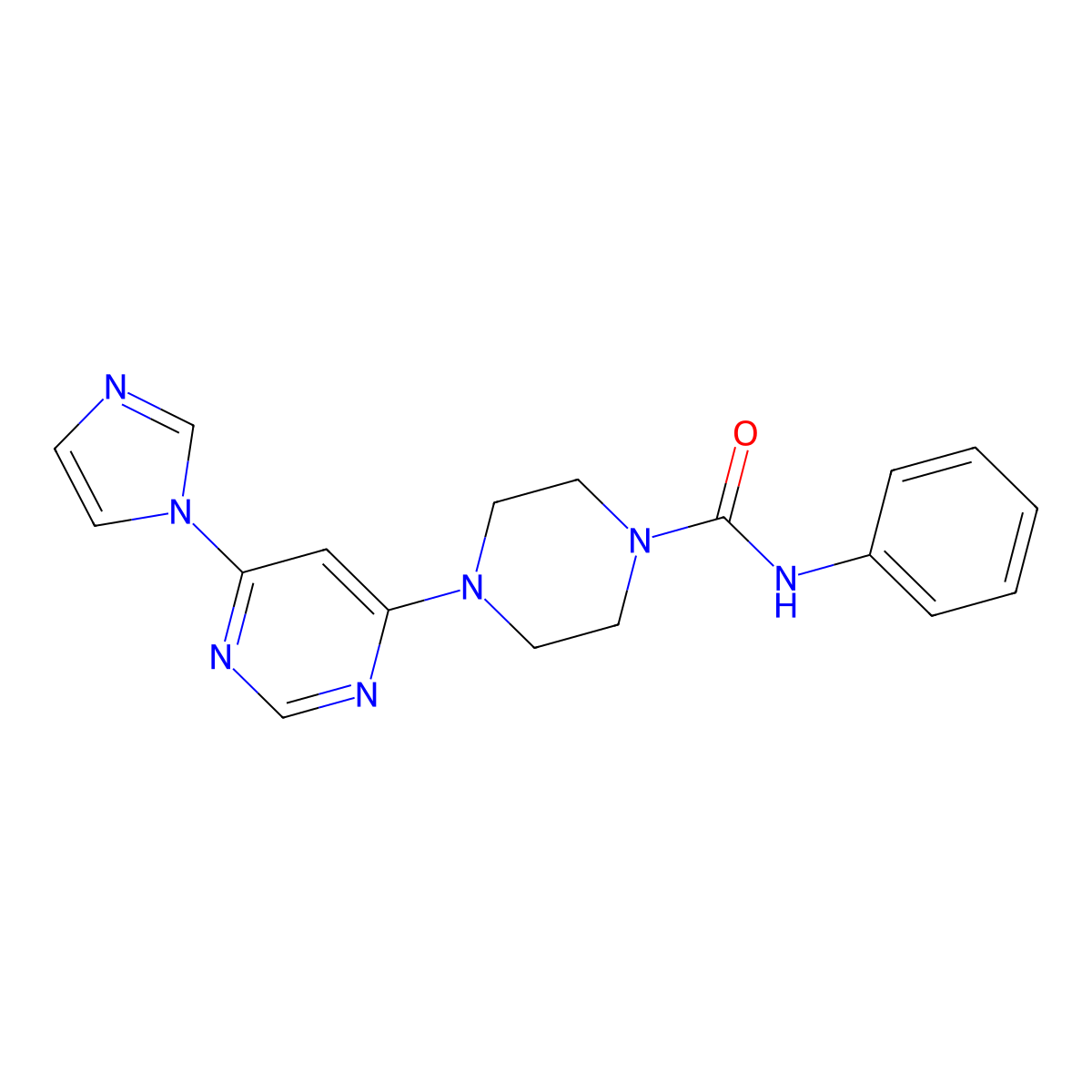 4-(6-(1H-imidazol-1-yl)pyrimidin-4-yl)-N-phenylpiperazine-1-carboxamide molecular structure, CAS 1169994-48-2