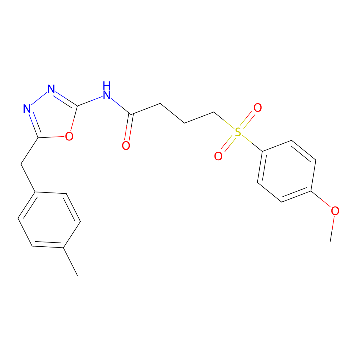 4-(4-methoxybenzenesulfonyl)-N-{5-[(4-methylphenyl)methyl]-1,3,4-oxadiazol-2-yl}butanamide molecular structure, CAS 1169995-01-0