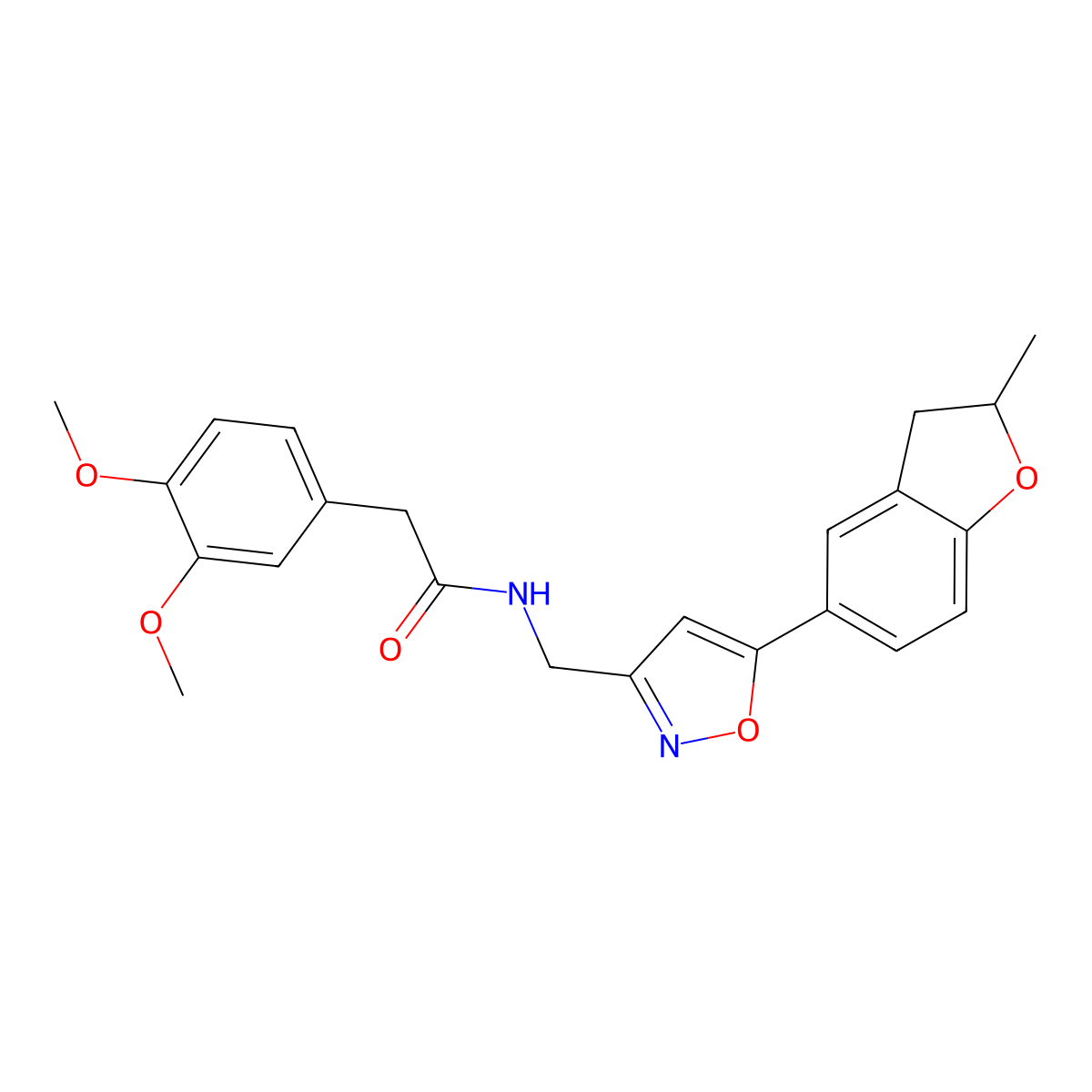 2-(3,4-dimethoxyphenyl)-N-((5-(2-methyl-2,3-dihydrobenzofuran-5-yl)isoxazol-3-yl)methyl)acetamide molecular structure, CAS 1169997-19-6