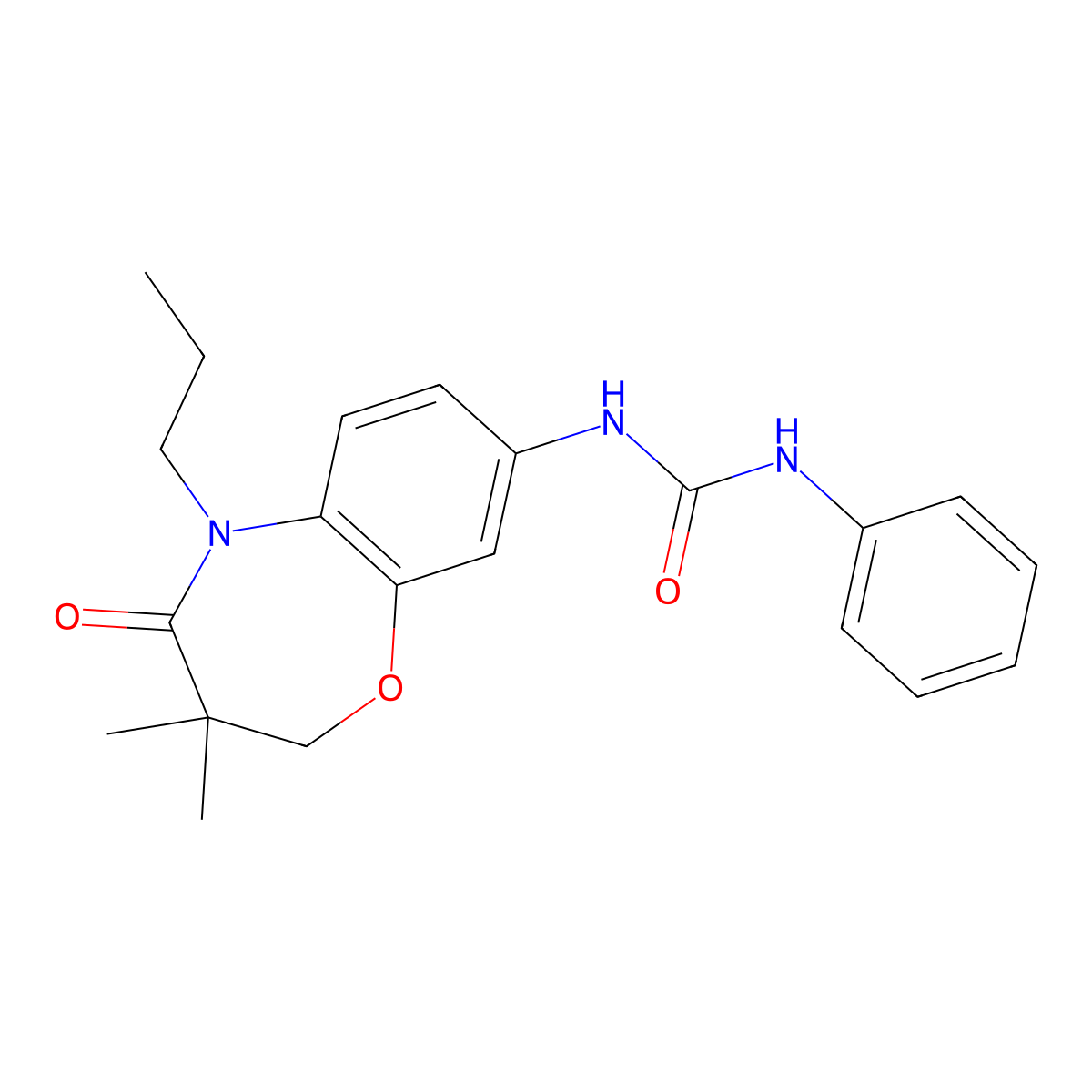 1-(3,3-Dimethyl-4-oxo-5-propyl-2,3,4,5-tetrahydrobenzo[b][1,4]oxazepin-8-yl)-3-phenylurea molecular structure, CAS 1169998-47-3