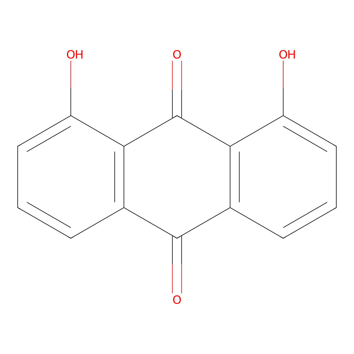 1,8-Dihydroxyanthraquinone molecular structure, CAS 117-10-2