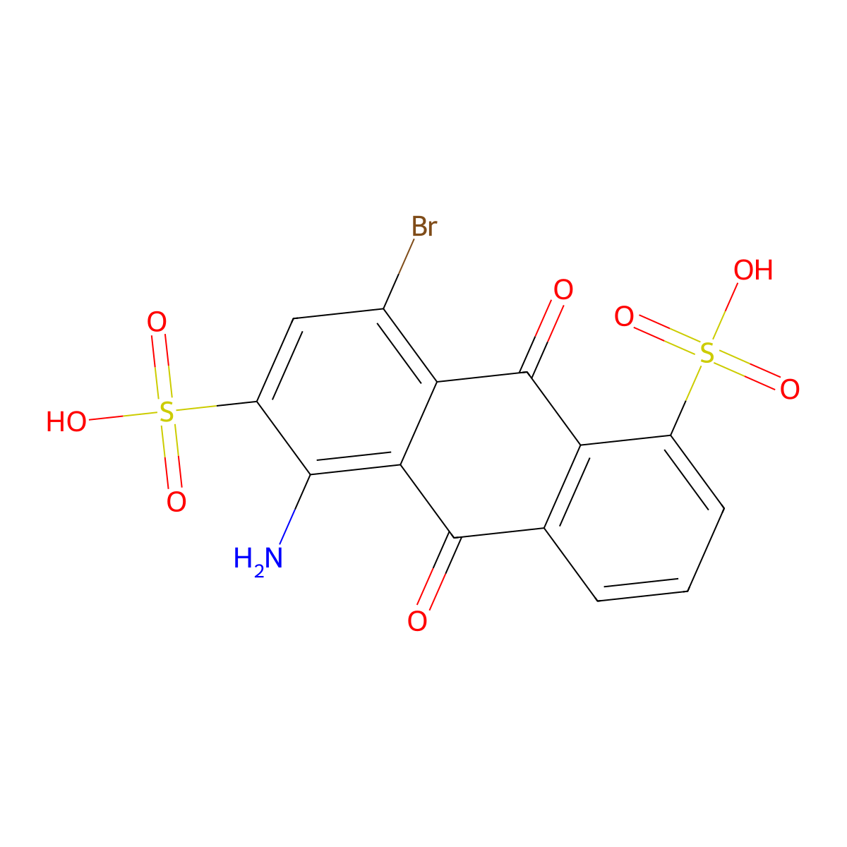 5-Amino-8-bromo-9,10-dihydro-9,10-dioxoanthracene-1,6-disulphonic acid molecular structure, CAS 117-13-5