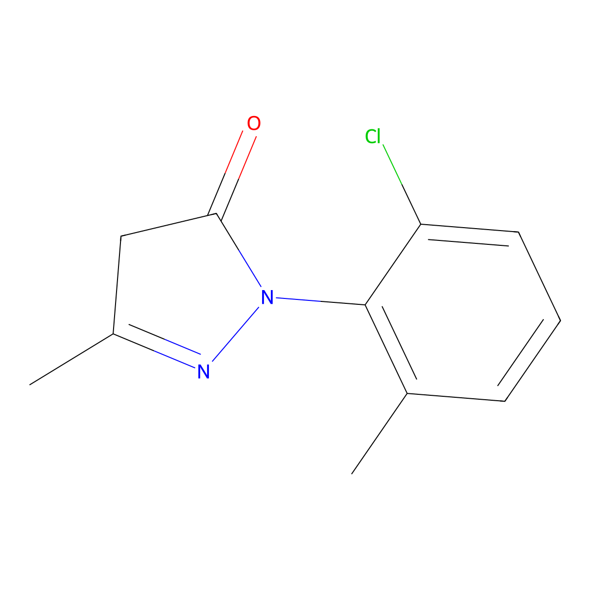 3H-Pyrazol-3-one, 2-(2-chloro-6-methylphenyl)-2,4-dihydro-5-methyl- molecular structure, CAS 117-23-7