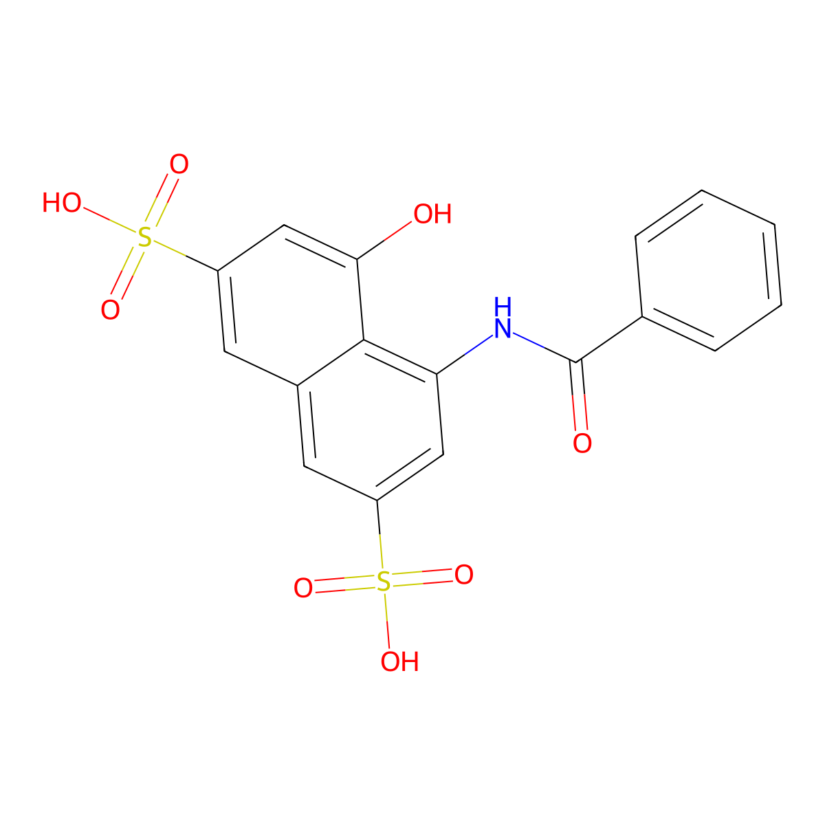 2,7-Naphthalenedisulfonic acid, 4-(benzoylamino)-5-hydroxy- molecular structure, CAS 117-46-4