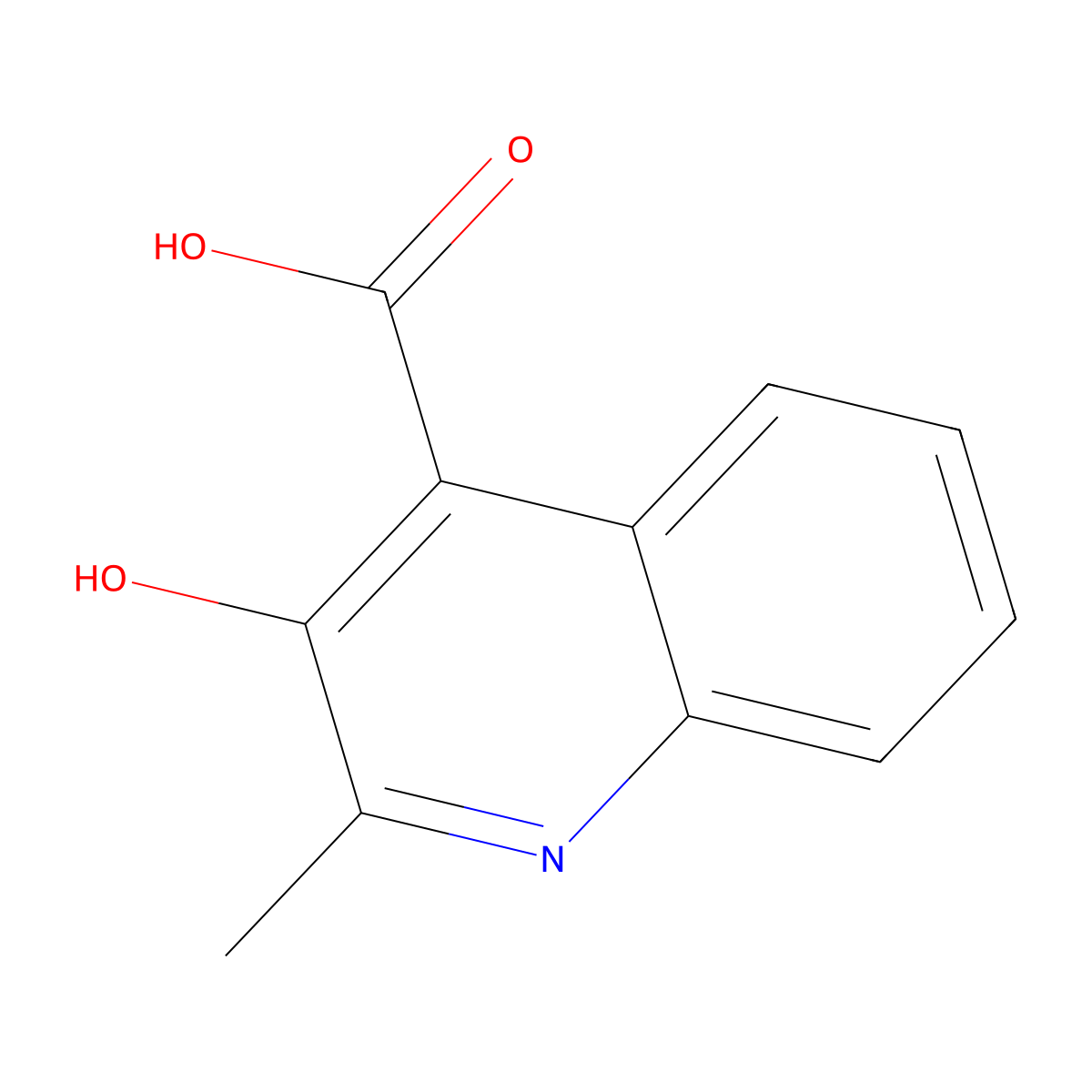 4-Quinolinecarboxylic acid, 3-hydroxy-2-methyl- molecular structure, CAS 117-57-7