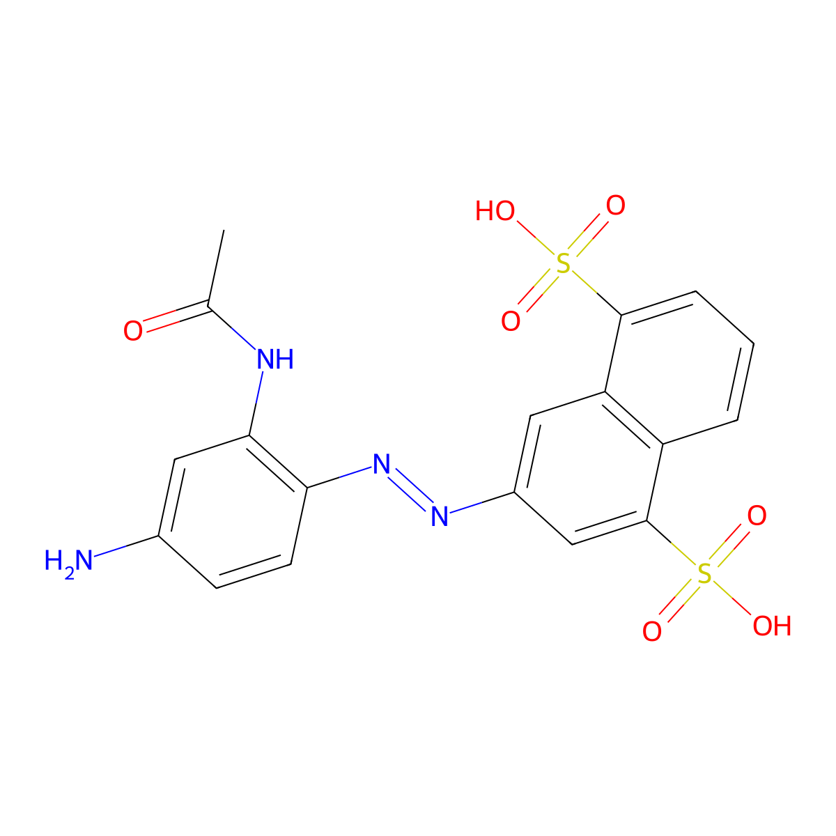 1,5-Naphthalenedisulfonic acid, 3-[2-[2-(acetylamino)-4-aminophenyl]diazenyl]- molecular structure, CAS 117-88-4