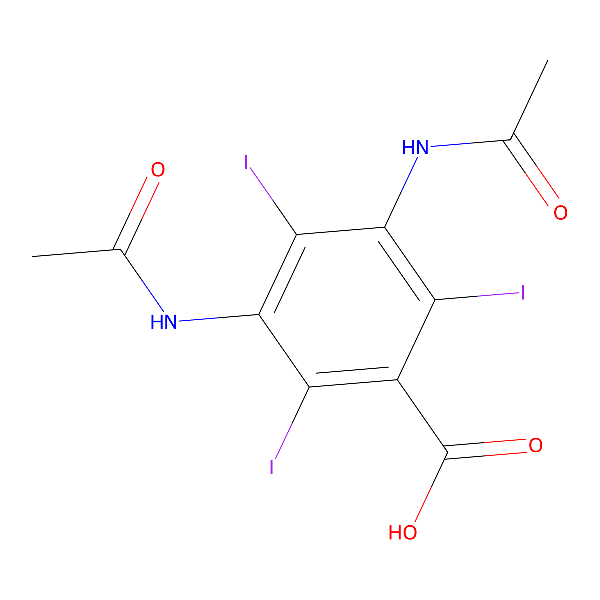 Diatrizoate molecular structure, CAS 117-96-4