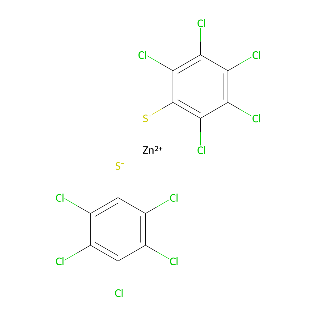 Benzenethiol, 2,3,4,5,6-pentachloro-, zinc salt (2:1) molecular structure, CAS 117-97-5