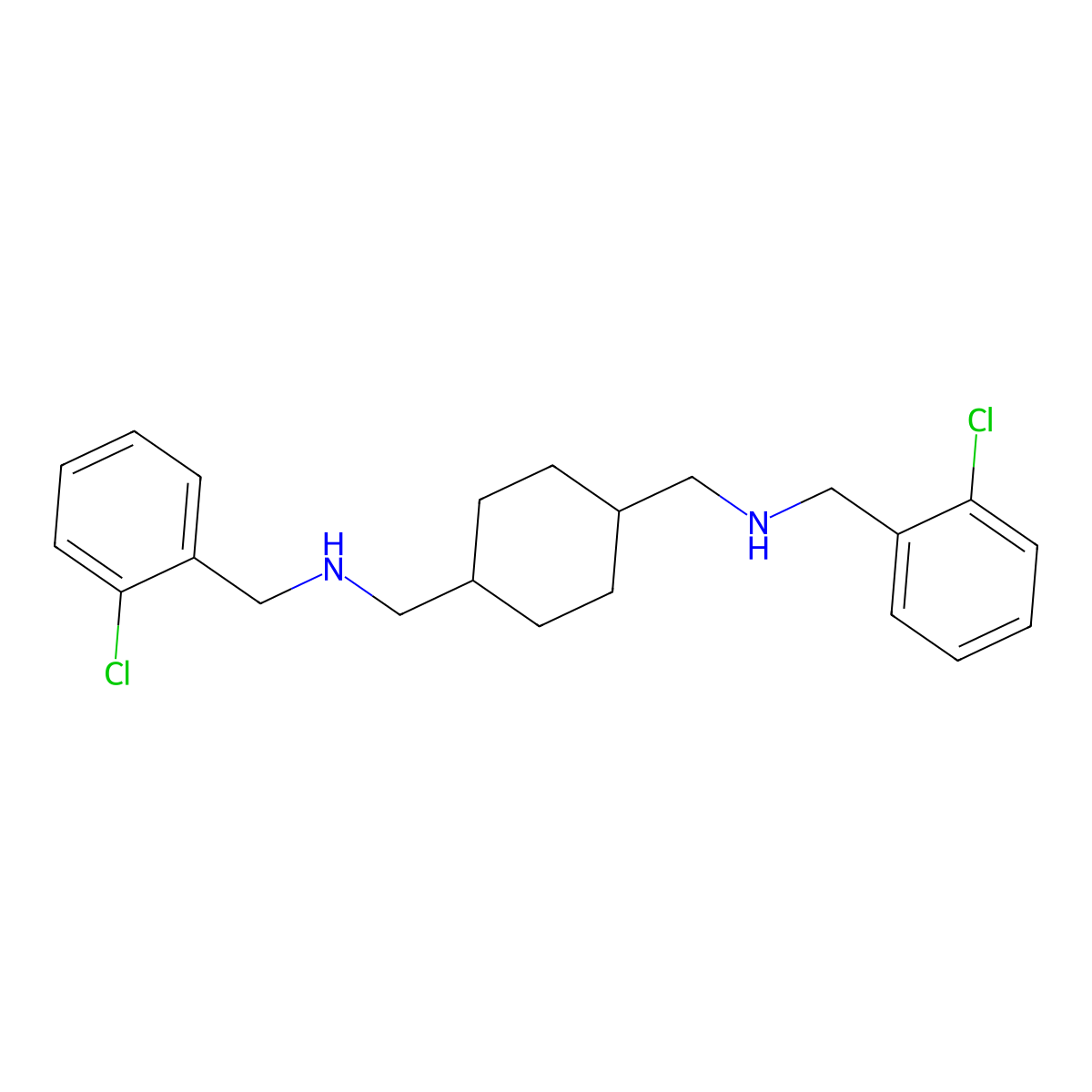 N,N'-(Cyclohexane-1,4-diylbis(methylene))bis(1-(2-chlorophenyl)methanamine) molecular structure, CAS 1170-60-1