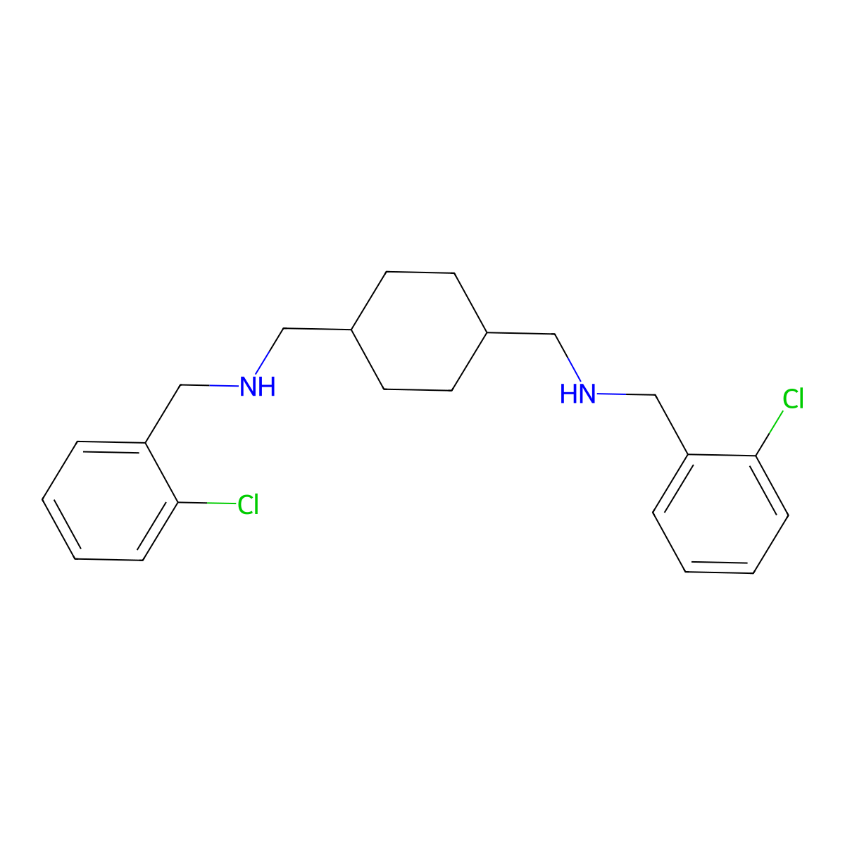 N,N'-(Cyclohexane-1,4-diylbis(methylene))bis(1-(2-chlorophenyl)methanamine) molecular structure, CAS 1170-60-1