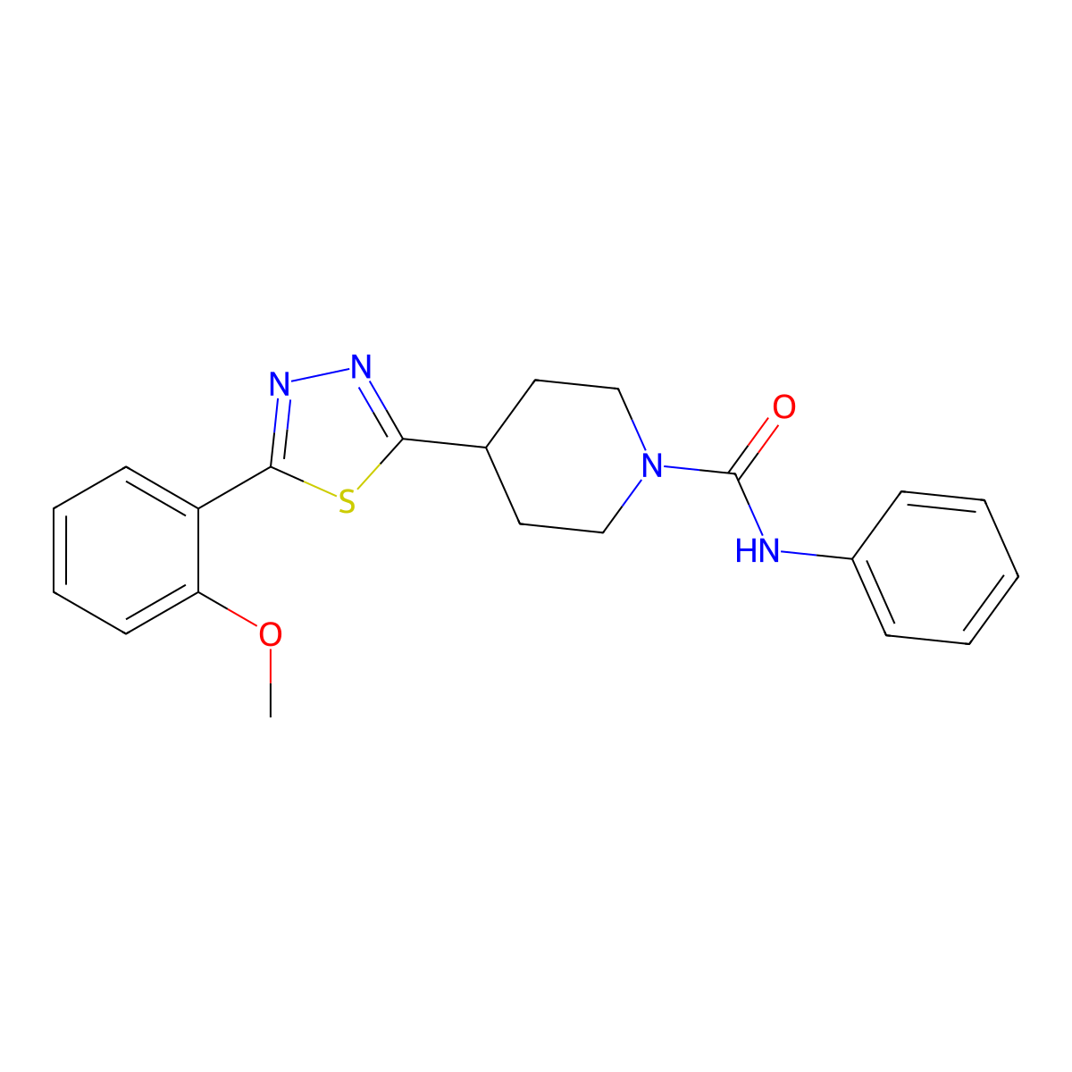 4-[5-(2-methoxyphenyl)-1,3,4-thiadiazol-2-yl]-N-phenylpiperidine-1-carboxamide molecular structure, CAS 1170000-98-2