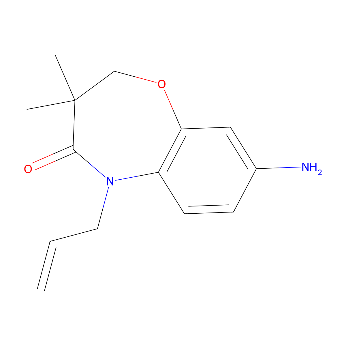 5-allyl-8-amino-3,3-dimethyl-2,3-dihydro-1,5-benzoxazepin-4(5H)-one molecular structure, CAS 1170001-31-6
