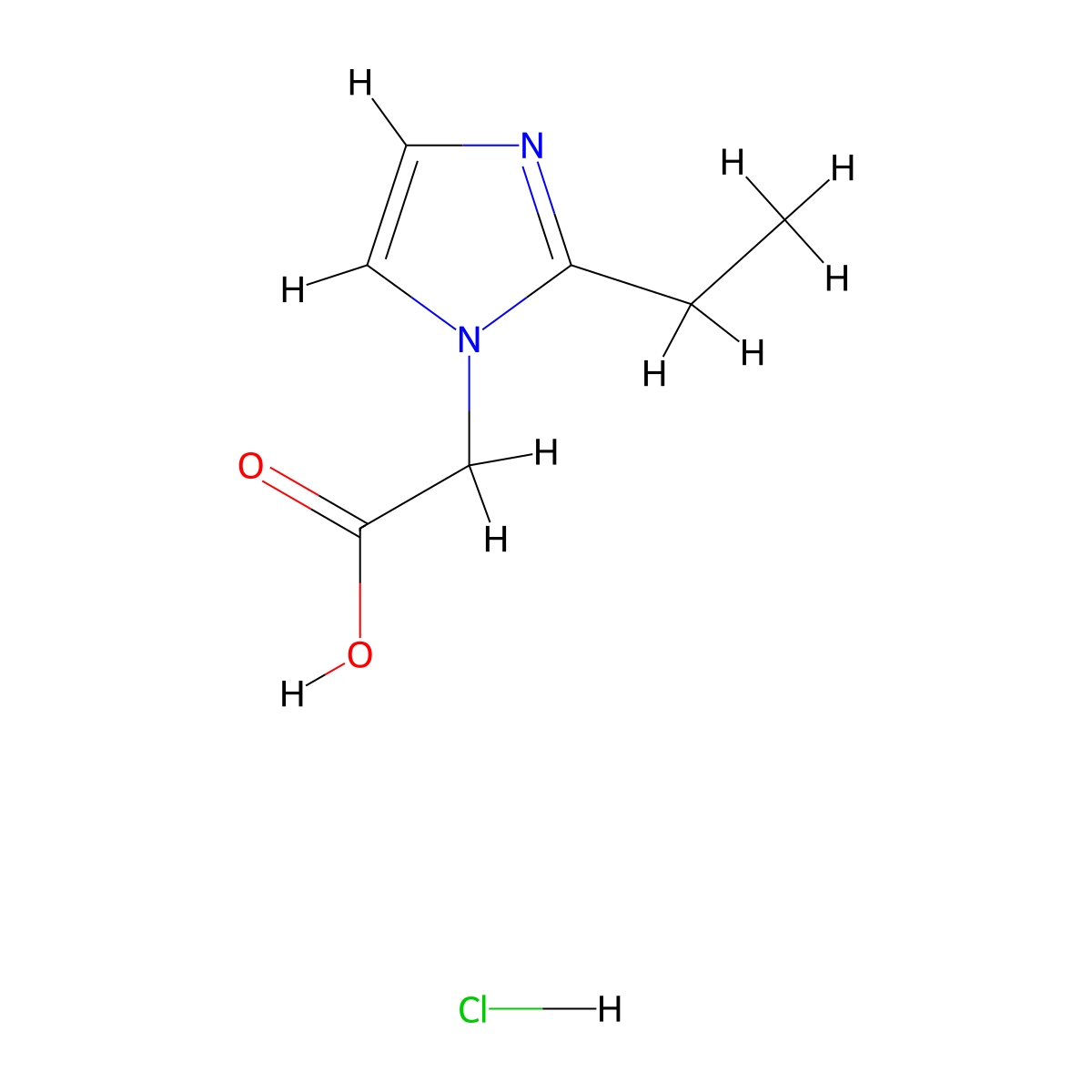 2-(2-ethyl-1H-imidazol-1-yl)acetic acid hydrochloride molecular structure, CAS 1170001-67-8