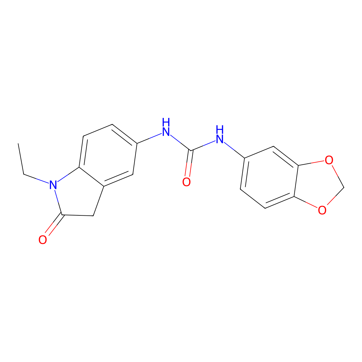 1-(Benzo[d][1,3]dioxol-5-yl)-3-(1-ethyl-2-oxoindolin-5-yl)urea molecular structure, CAS 1170002-08-0