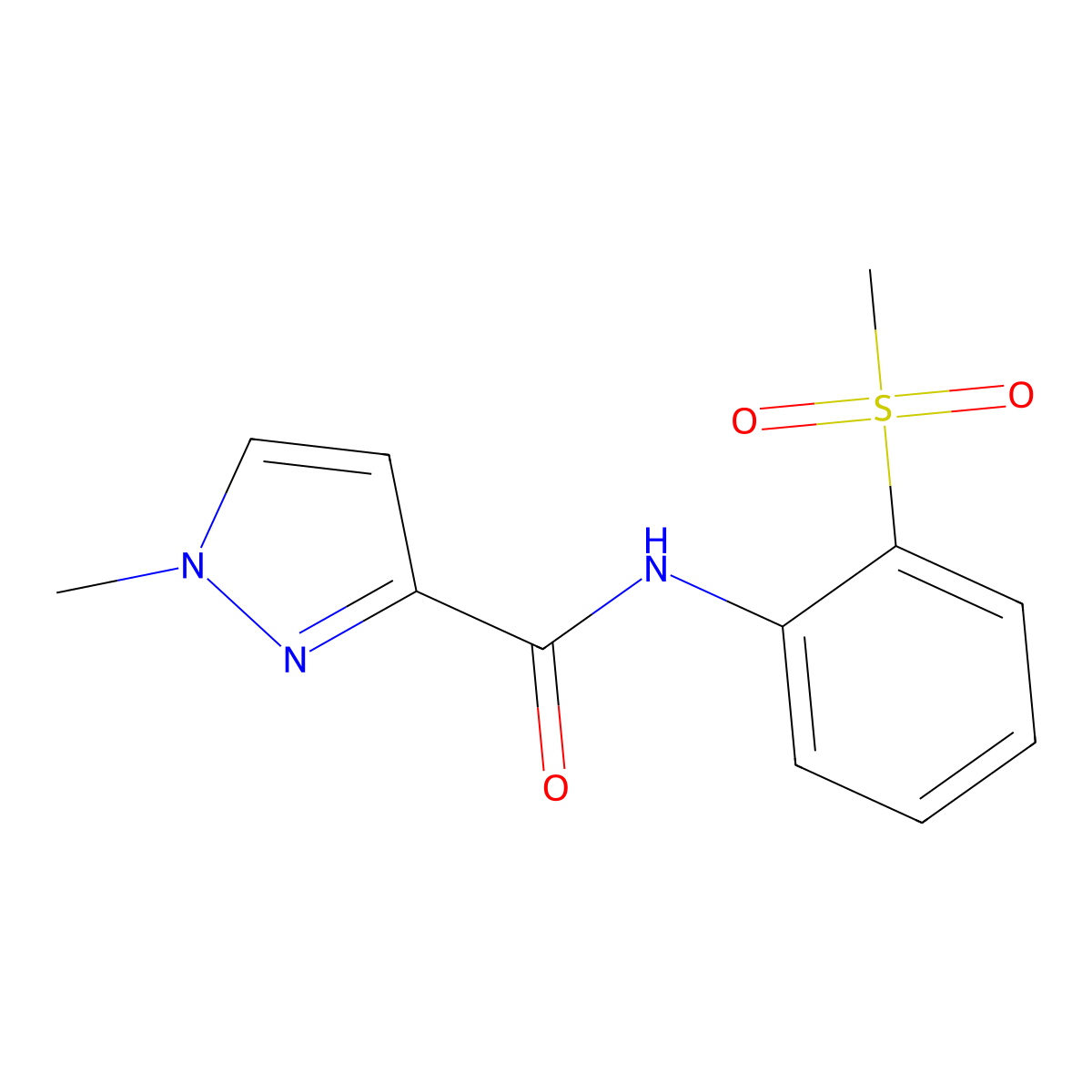N-(2-methanesulfonylphenyl)-1-methyl-1H-pyrazole-3-carboxamide molecular structure, CAS 1170002-33-1