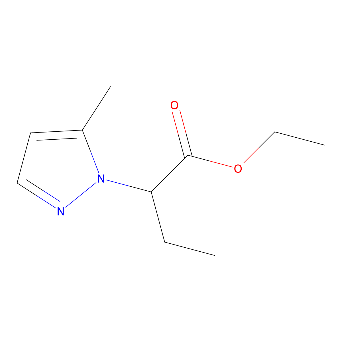 ethyl 2-(5-methyl-1H-pyrazol-1-yl)butanoate molecular structure, CAS 1170003-86-7