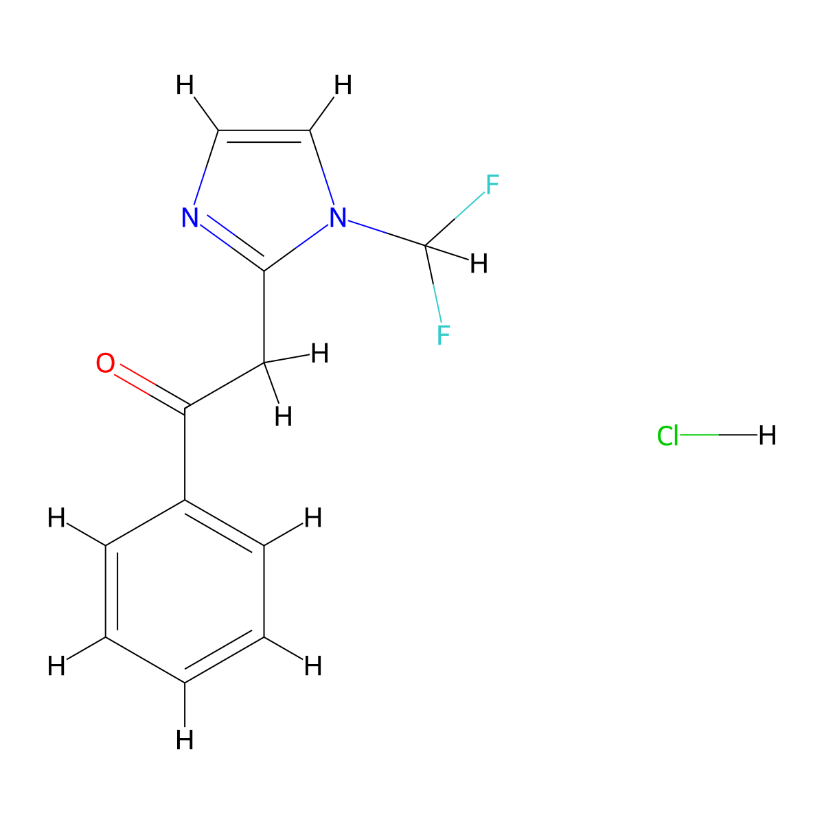 2-[1-(difluoromethyl)-1H-imidazol-2-yl]-1-phenylethan-1-one hydrochloride molecular structure, CAS 1170005-86-3
