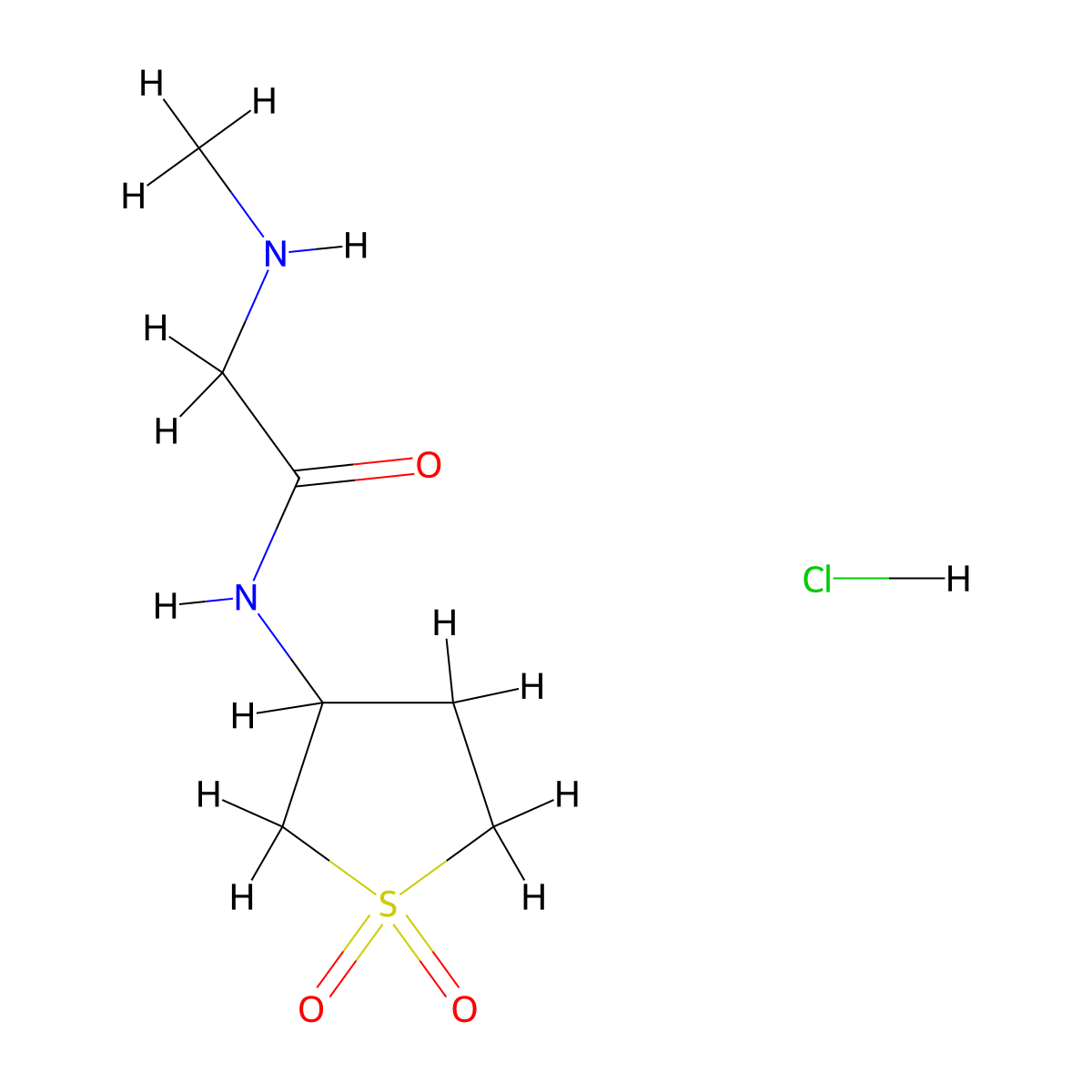 N-(1,1-dioxidotetrahydrothien-3-yl)-2-(methylamino)acetamide hydrochloride molecular structure, CAS 1170006-49-1