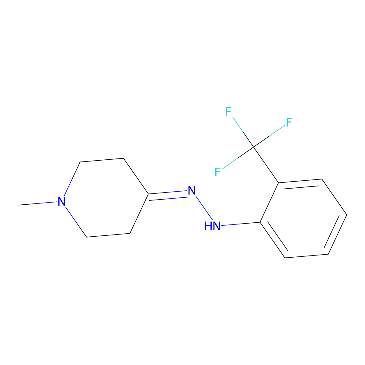 1-Methylpiperidin-4-one [2-(trifluoromethyl)-phenyl]hydrazone molecular structure, CAS 1170008-20-4