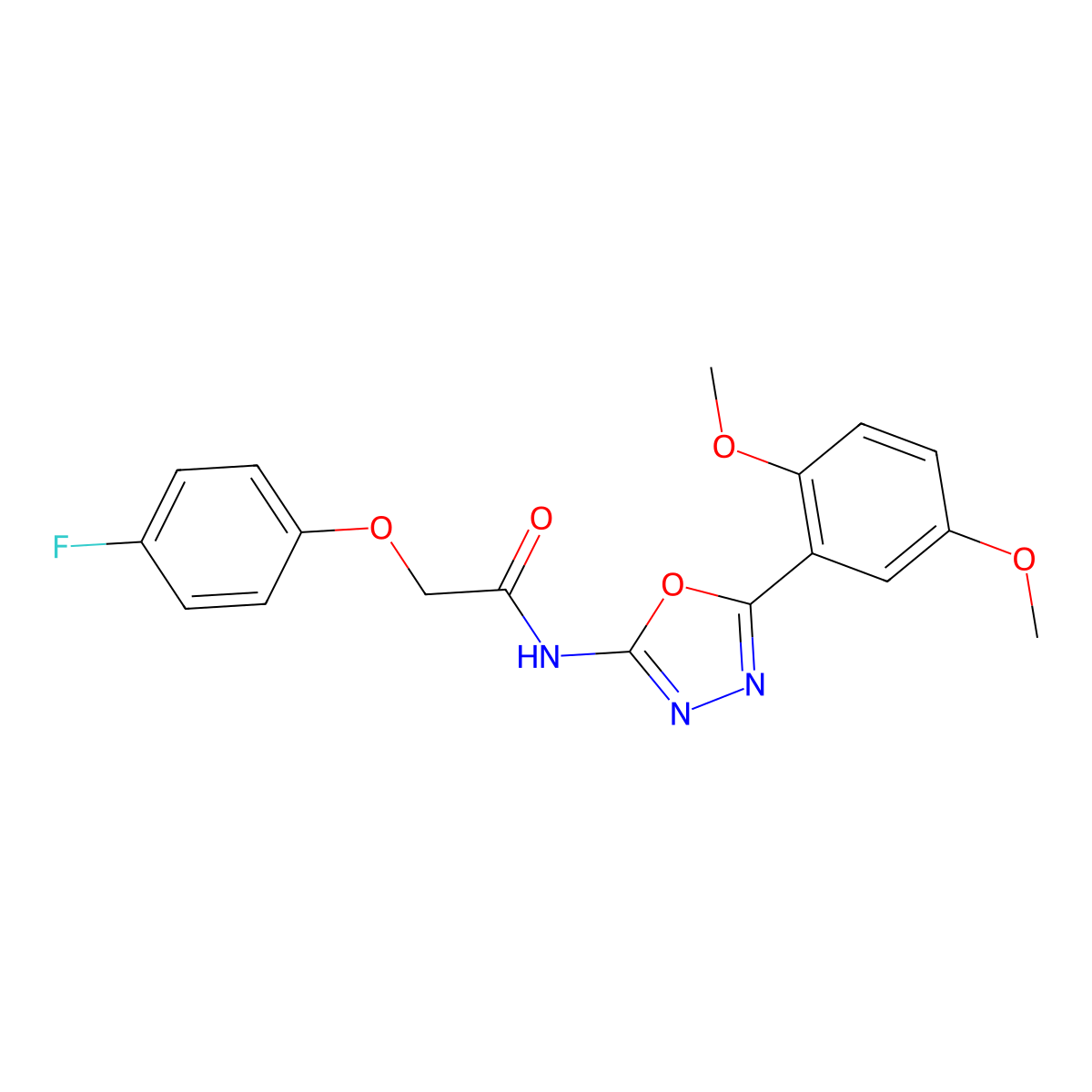 N-[5-(2,5-dimethoxyphenyl)-1,3,4-oxadiazol-2-yl]-2-(4-fluorophenoxy)acetamide molecular structure, CAS 1170008-82-8