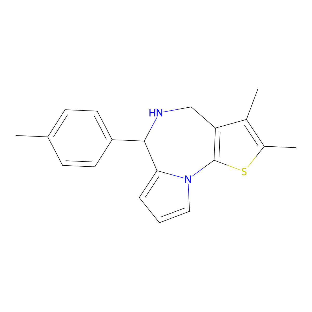 2,3-Dimethyl-6-(4-methylphenyl)-5,6-dihydro-4H-pyrrolo[1,2-a]thieno[3,2-f][1,4]diazepine molecular structure, CAS 1170010-23-7