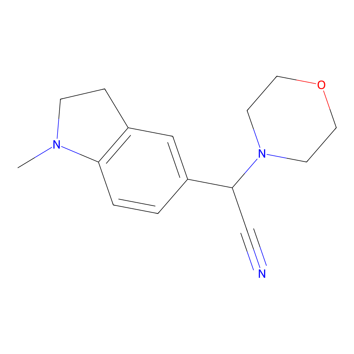 2-(1-Methylindolin-5-yl)-2-morpholinoacetonitrile molecular structure, CAS 1170010-70-4