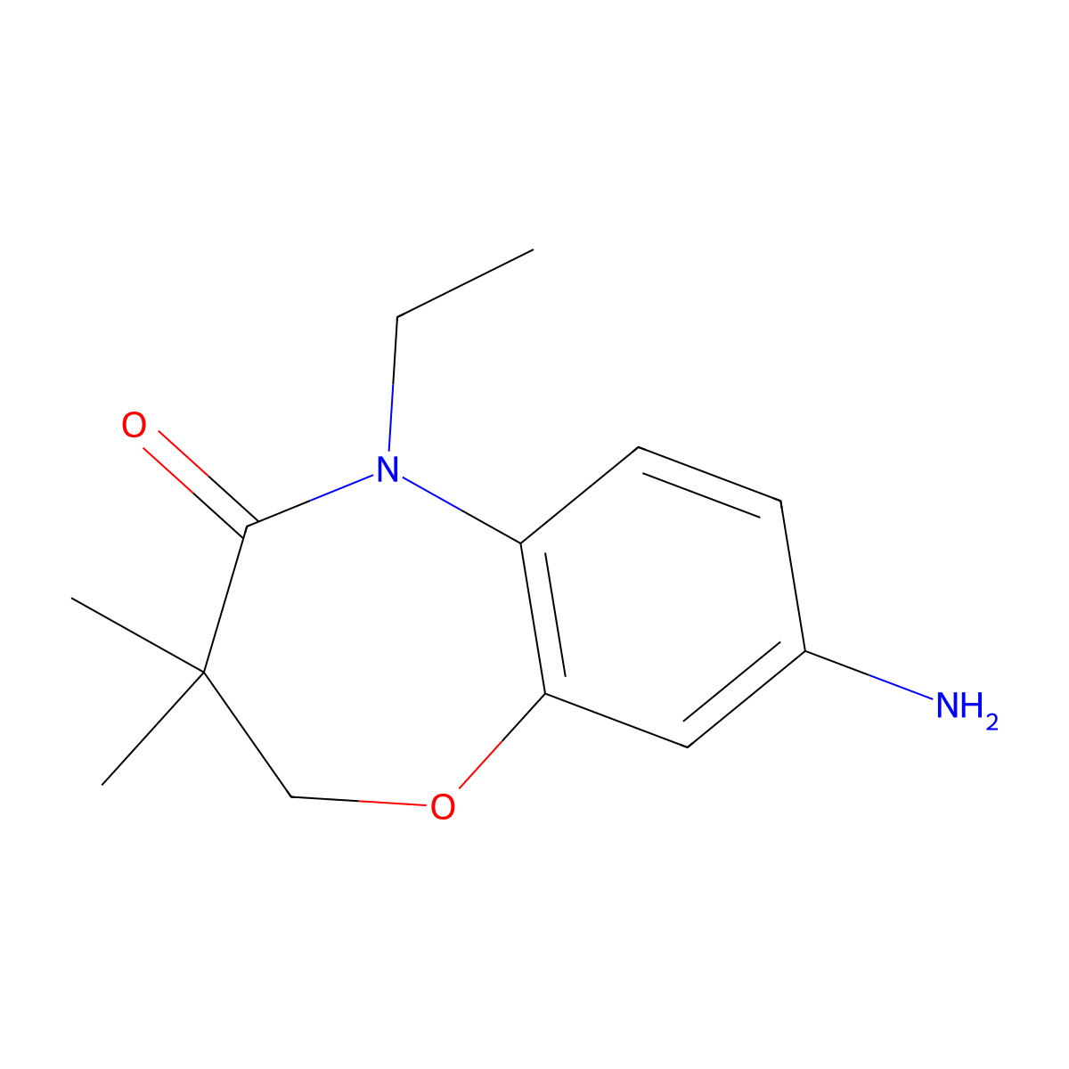 8-amino-5-ethyl-3,3-dimethyl-2,3-dihydro-1,5-benzoxazepin-4(5H)-one molecular structure, CAS 1170011-80-9