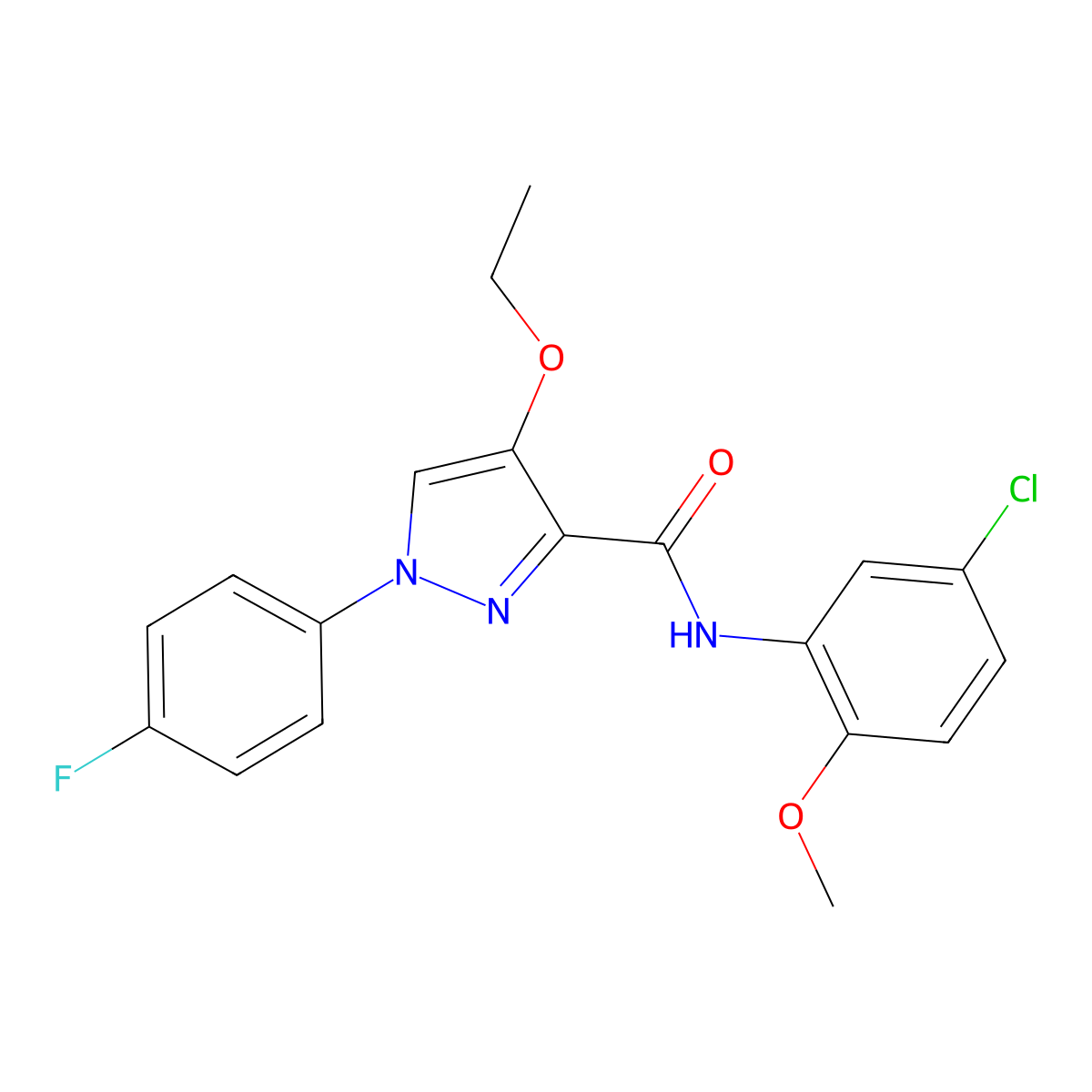 N-(5-chloro-2-methoxyphenyl)-4-ethoxy-1-(4-fluorophenyl)-1H-pyrazole-3-carboxamide molecular structure, CAS 1170015-59-4