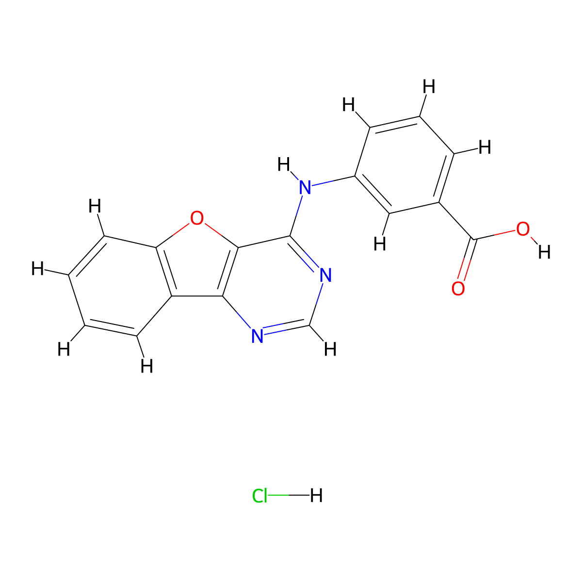 3-(Benzofuro[3,2-d]pyrimidin-4-ylamino)benzoic acid hydrochloride molecular structure, CAS 1170018-37-7
