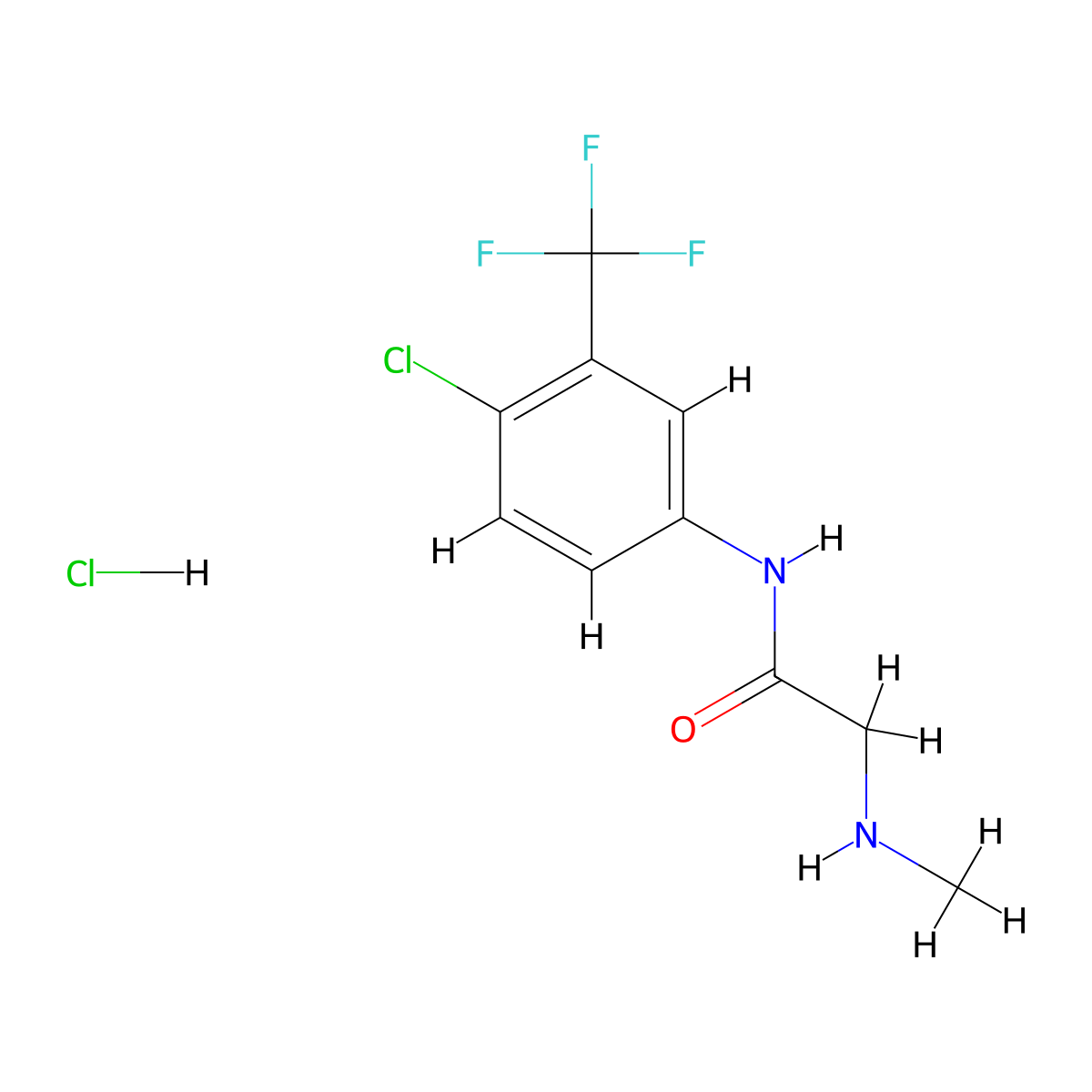 N-[4-chloro-3-(trifluoromethyl)phenyl]-2-(methylamino)acetamide hydrochloride molecular structure, CAS 1170019-65-4