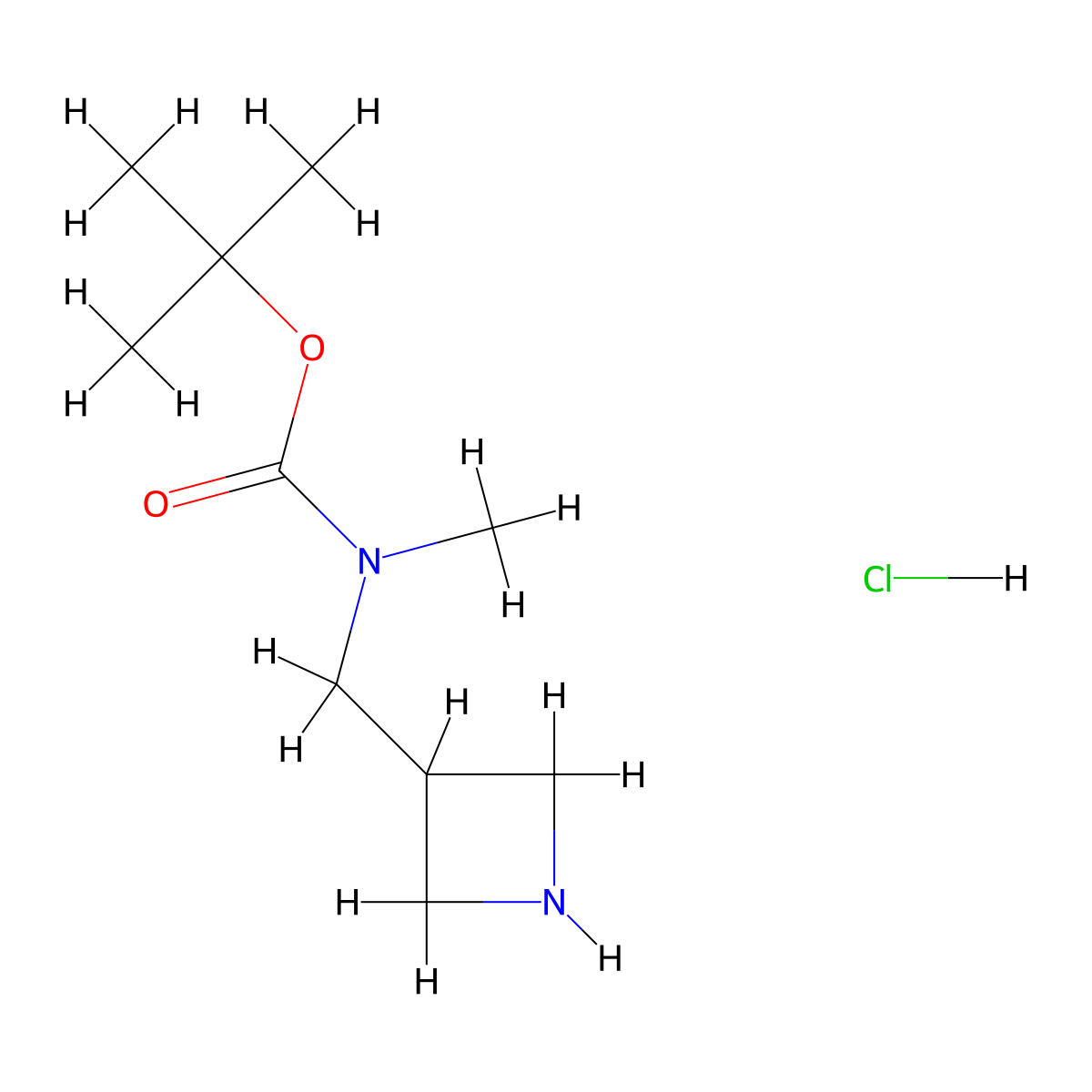3-((Methylamino)methyl)azetidine, 3-BOC protected hydrochloride molecular structure, CAS 1170019-97-2