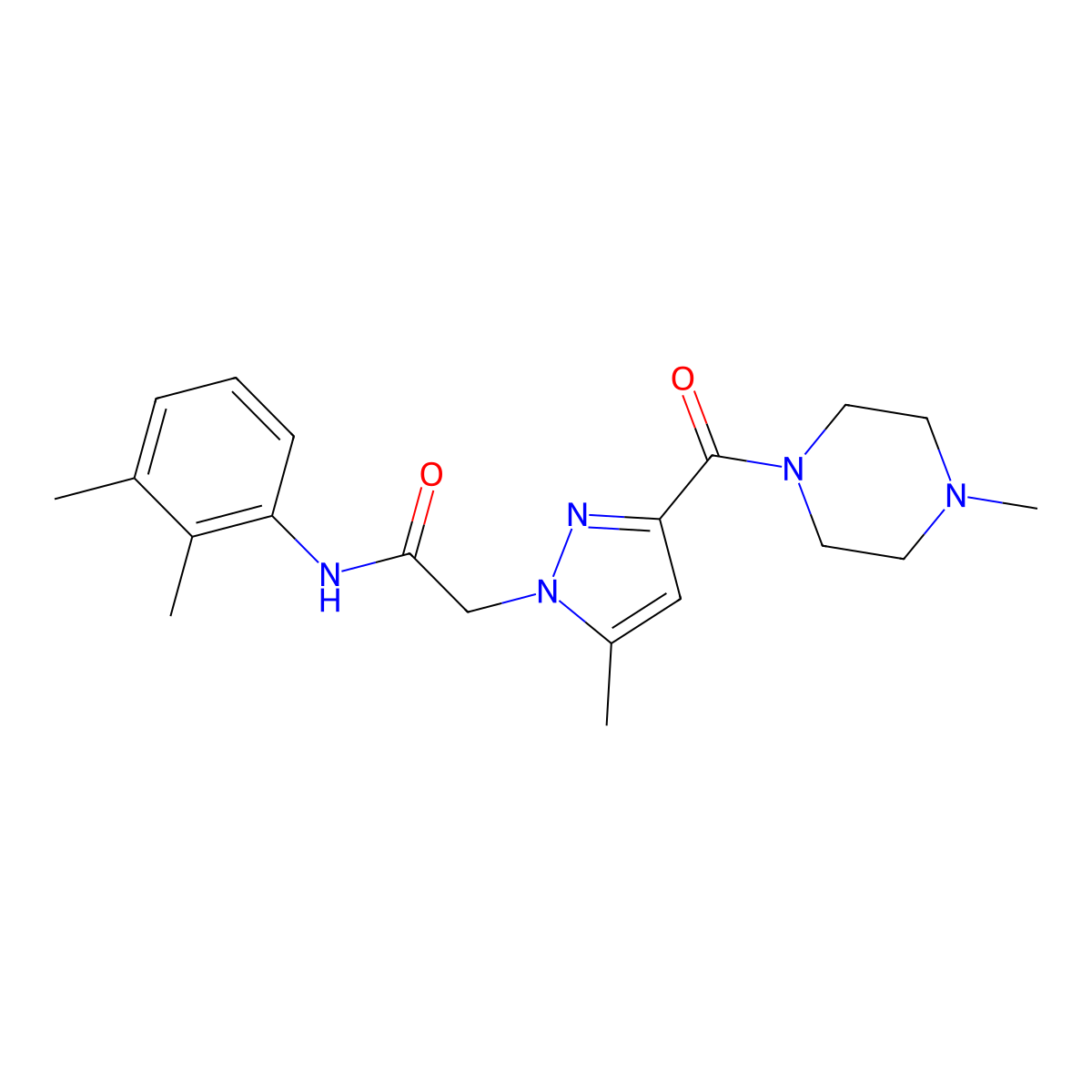 N-(2,3-dimethylphenyl)-2-[5-methyl-3-(4-methylpiperazine-1-carbonyl)-1H-pyrazol-1-yl]acetamide molecular structure, CAS 1170020-40-2
