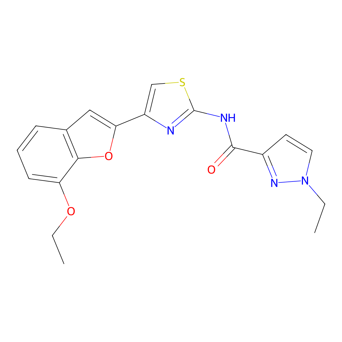 N-(4-(7-ethoxybenzofuran-2-yl)thiazol-2-yl)-1-ethyl-1H-pyrazole-3-carboxamide molecular structure, CAS 1170020-81-1