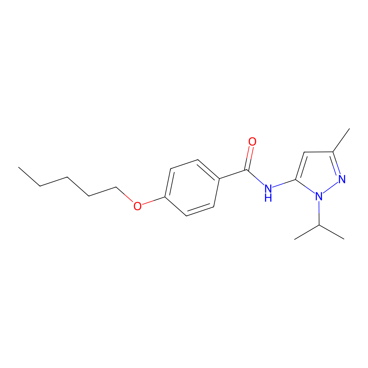 N-(1-isopropyl-3-methyl-1H-pyrazol-5-yl)-4-(pentyloxy)benzamide molecular structure, CAS 1170021-47-2