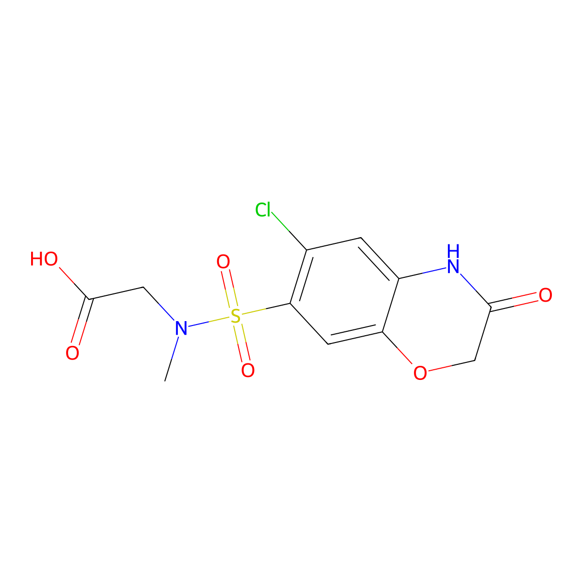 2-(N-methyl6-chloro-3-oxo-3,4-dihydro-2H-1,4-benzoxazine-7-sulfonamido)acetic acid molecular structure, CAS 1170021-49-4
