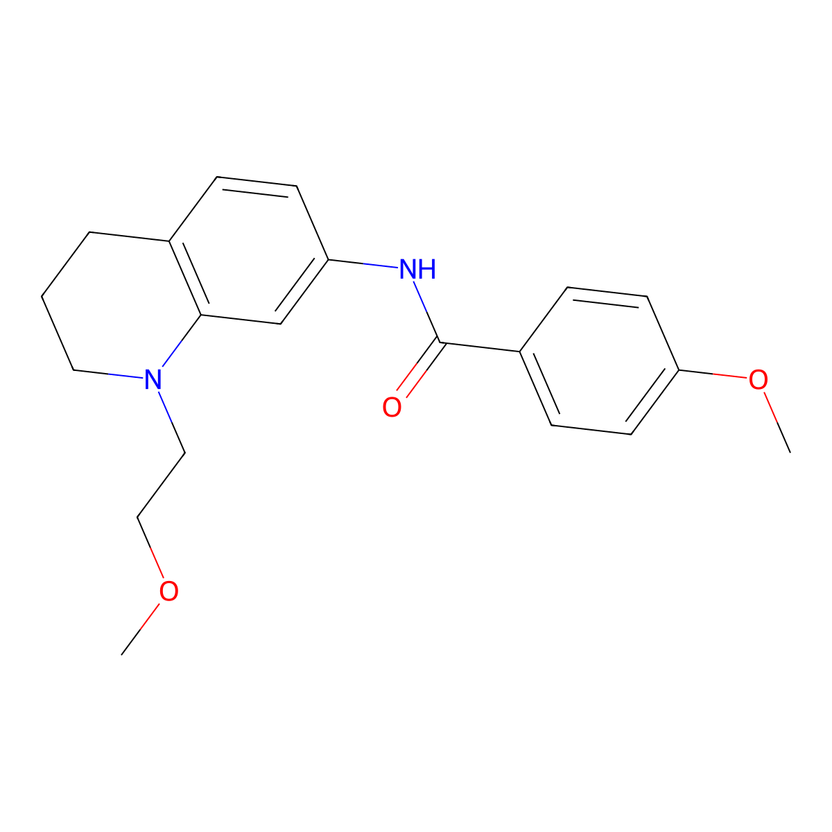 4-methoxy-N-(1-(2-methoxyethyl)-1,2,3,4-tetrahydroquinolin-7-yl)benzamide molecular structure, CAS 1170021-69-8