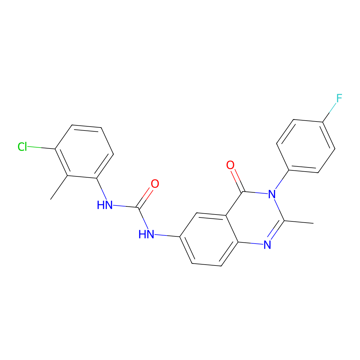 1-(3-Chloro-2-methylphenyl)-3-[3-(4-fluorophenyl)-2-methyl-4-oxo-3,4-dihydroquinazolin-6-yl]urea molecular structure, CAS 1170023-09-2