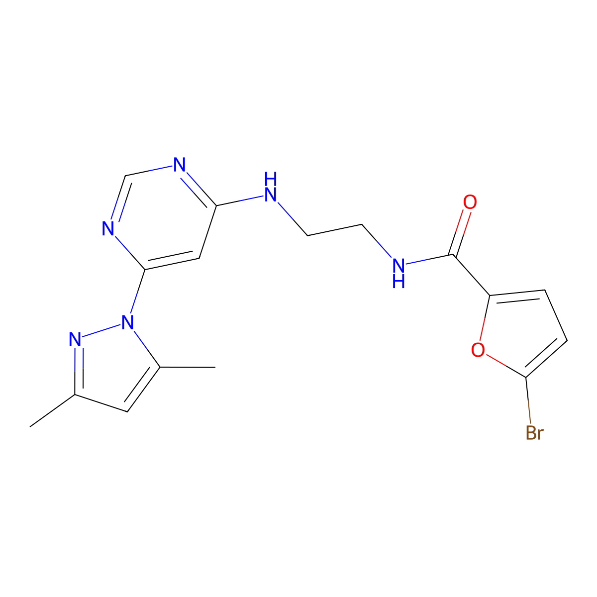5-bromo-N-(2-((6-(3,5-dimethyl-1H-pyrazol-1-yl)pyrimidin-4-yl)amino)ethyl)furan-2-carboxamide molecular structure, CAS 1170024-26-6