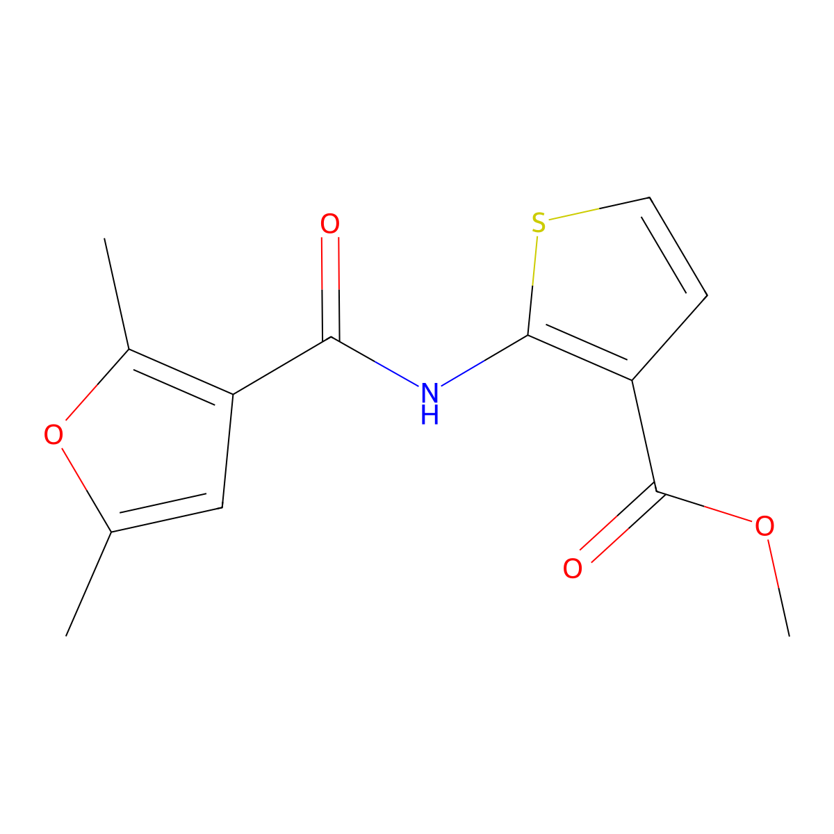 Methyl 2-(2,5-dimethylfuran-3-carboxamido)thiophene-3-carboxylate molecular structure, CAS 1170024-48-2