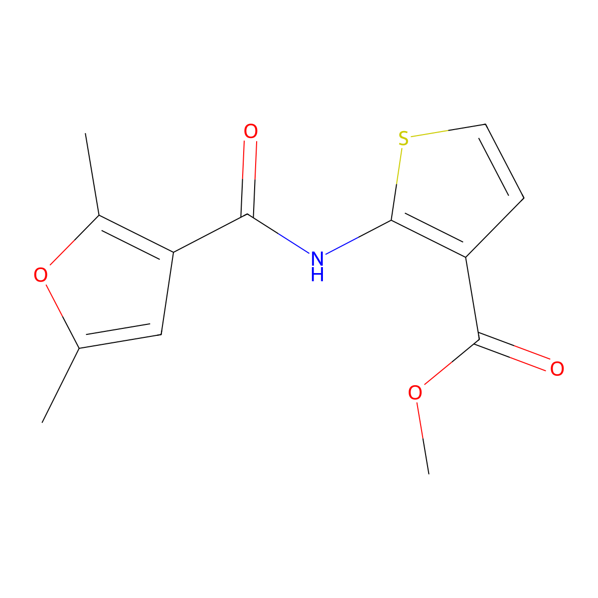 Methyl 2-(2,5-dimethylfuran-3-carboxamido)thiophene-3-carboxylate molecular structure, CAS 1170024-48-2
