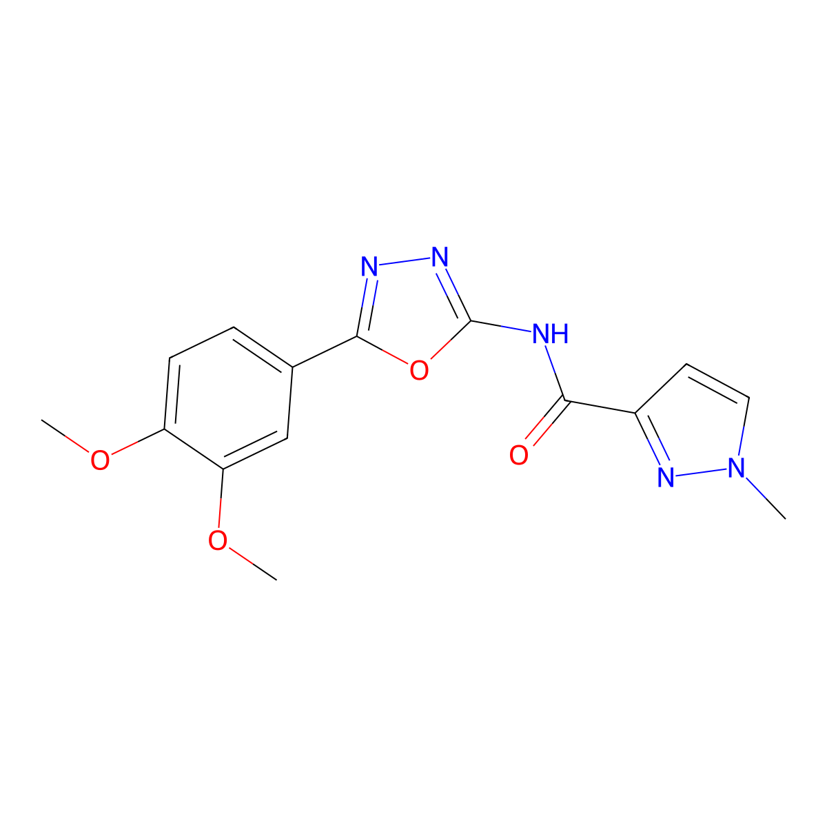 N-[5-(3,4-dimethoxyphenyl)-1,3,4-oxadiazol-2-yl]-1-methyl-1H-pyrazole-3-carboxamide molecular structure, CAS 1170025-14-5