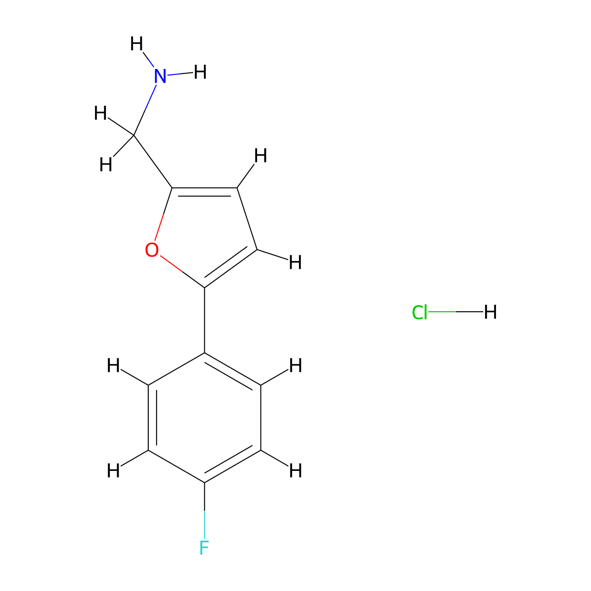 1-[5-(4-Fluorophenyl)-2-furyl]methanamine hydrochloride molecular structure, CAS 1170025-48-5