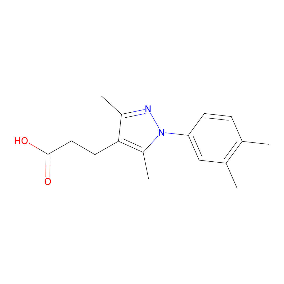 3-[1-(3,4-dimethylphenyl)-3,5-dimethyl-1H-pyrazol-4-yl]propanoic acid molecular structure, CAS 1170027-28-7