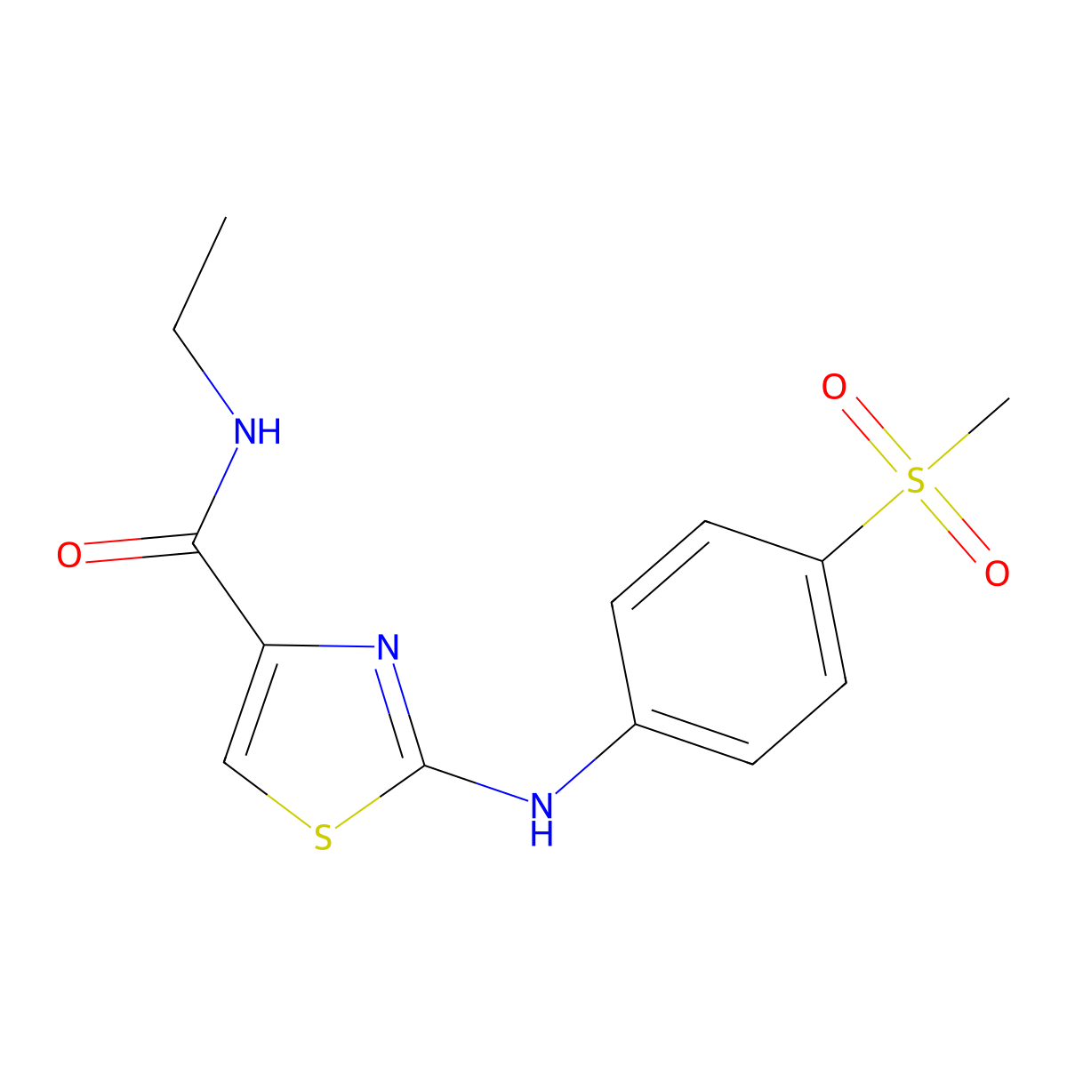N-ethyl-2-((4-(methylsulfonyl)phenyl)amino)thiazole-4-carboxamide molecular structure, CAS 1170029-26-1