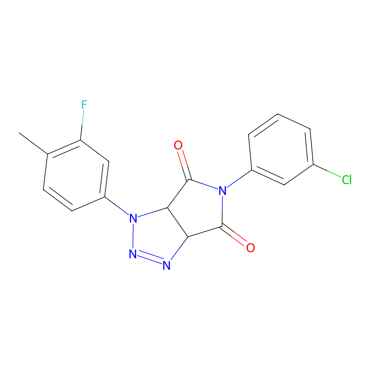 5-(3-chlorophenyl)-1-(3-fluoro-4-methylphenyl)-1H,3aH,4H,5H,6H,6aH-pyrrolo[3,4-d][1,2,3]triazole-4,6-dione molecular structure, CAS 1170030-69-9