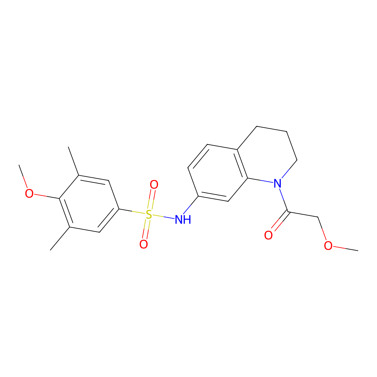4-methoxy-N-[1-(2-methoxyacetyl)-1,2,3,4-tetrahydroquinolin-7-yl]-3,5-dimethylbenzene-1-sulfonamide molecular structure, CAS 1170031-60-3