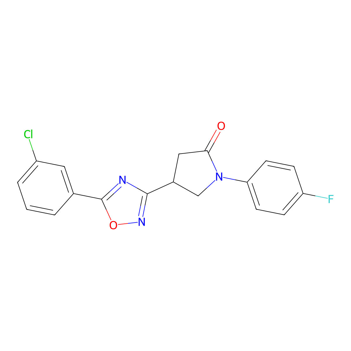 4-[5-(3-Chlorophenyl)-1,2,4-oxadiazol-3-yl]-1-(4-fluorophenyl)pyrrolidin-2-one molecular structure, CAS 1170035-75-2