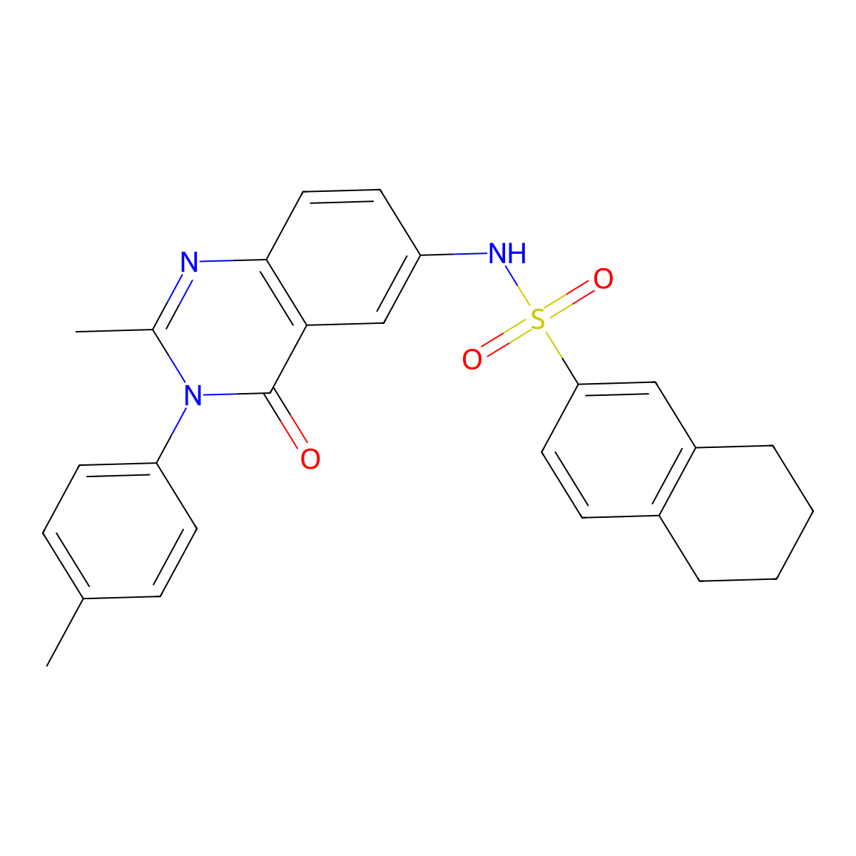N-(2-methyl-4-oxo-3-(p-tolyl)-3,4-dihydroquinazolin-6-yl)-5,6,7,8-tetrahydronaphthalene-2-sulfonamide molecular structure, CAS 1170040-67-1