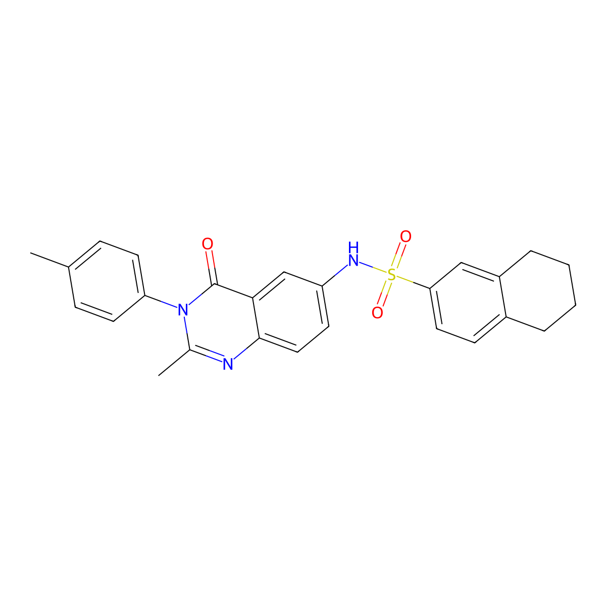 N-(2-methyl-4-oxo-3-(p-tolyl)-3,4-dihydroquinazolin-6-yl)-5,6,7,8-tetrahydronaphthalene-2-sulfonamide molecular structure, CAS 1170040-67-1